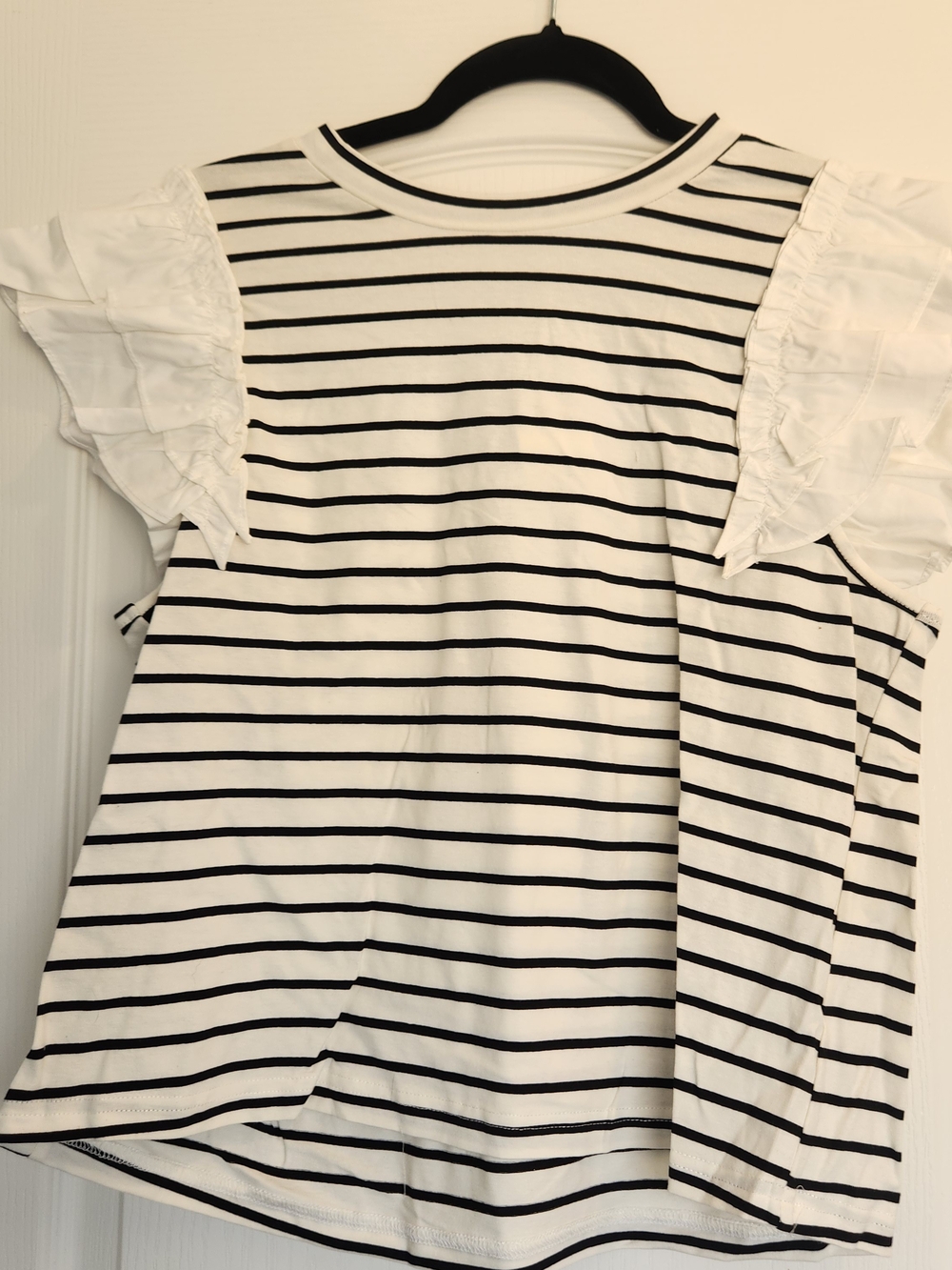 JODIFL White & Black Striped Ruffle Sleeve Top S BNWT